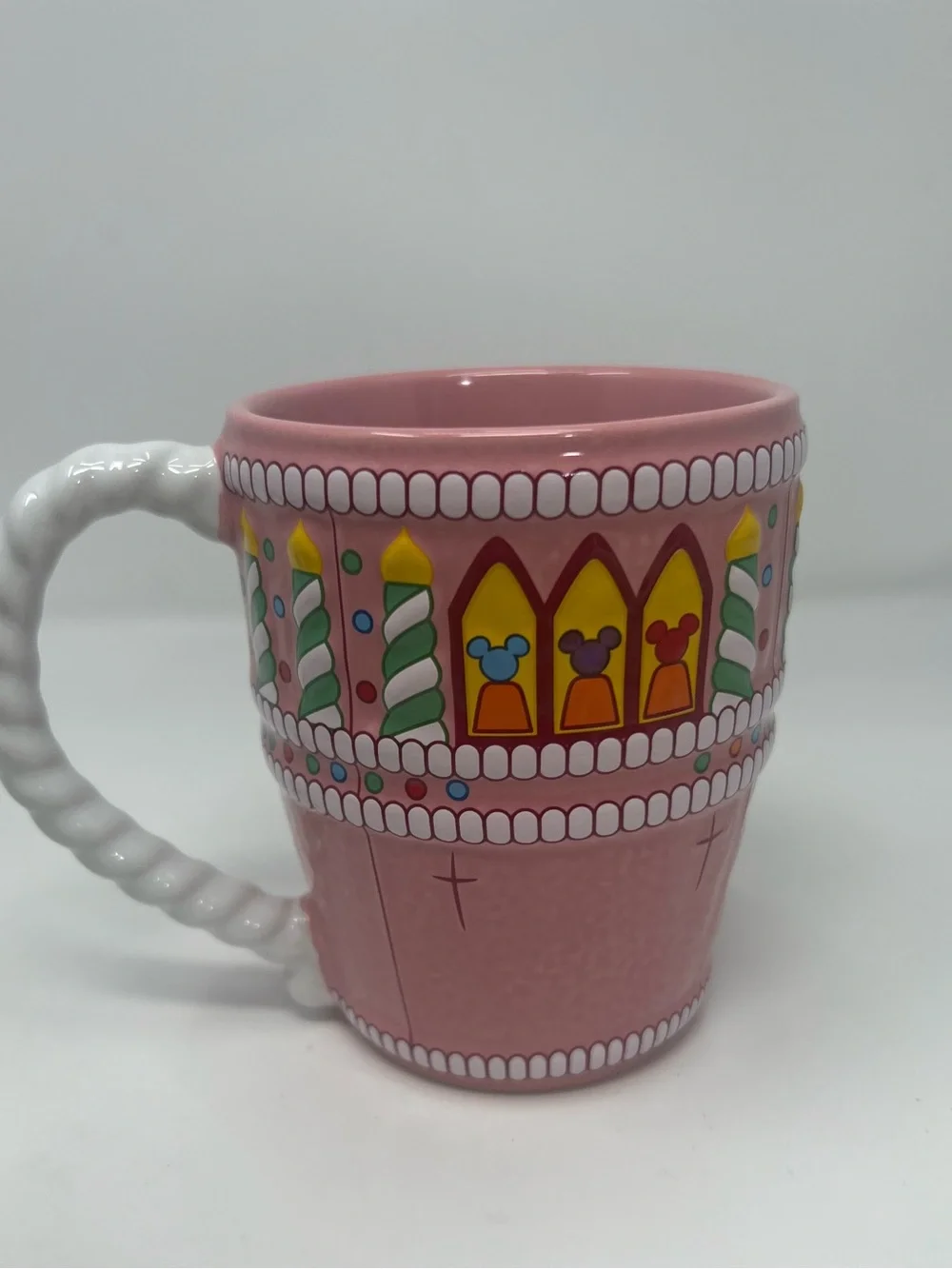 Walt Disney World Parks 25th Anniversary Birthday Cake Castle Mug 3D Pink 22oz